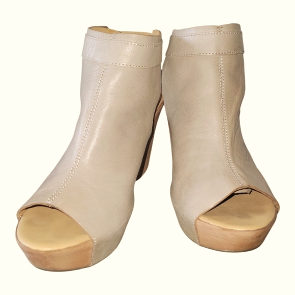 Kork-Ease Caua18 Women's Cream Peep-Toe Wedge Ankle Sandals 9M - Picture 7 of 7